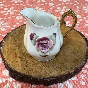 Vintage Pink Rose Creamer | Made in Japan | 1950s Ceramic Mini Pitcher